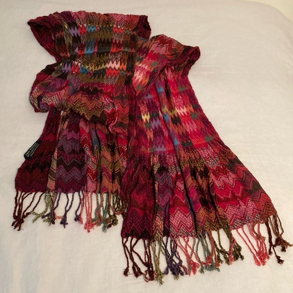 Scarf zigzag chevron 100% rayon boho multi color - Picture 1 of 16